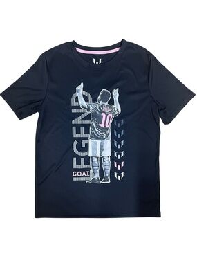 Messi Collection Youth Soccer Graphic Tee Black Pink Size L 14/16 GOAT Athletic
